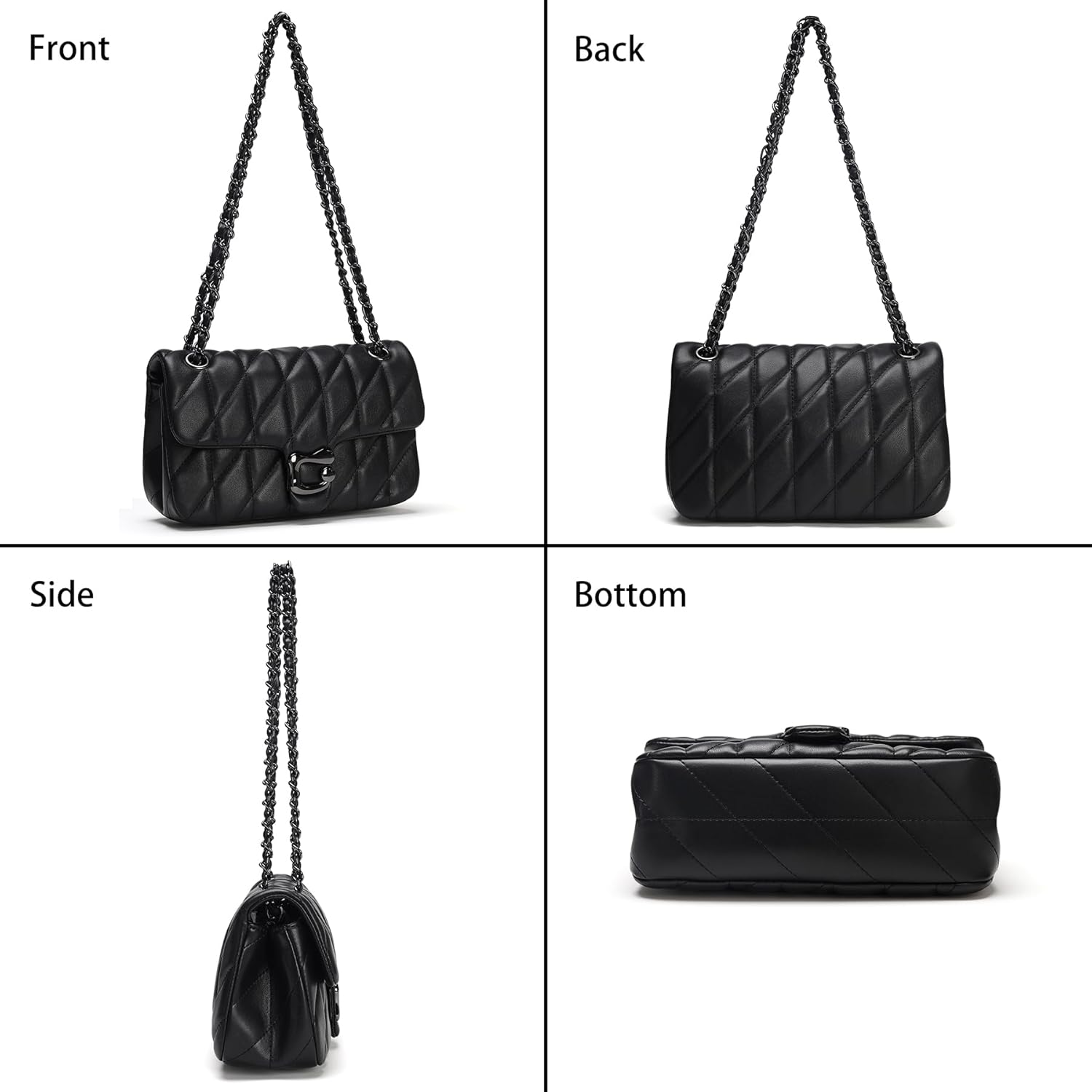 Quilted Crossbody Purse for Women Trendy - Ladies Shoulder Bag Leather Satchel Handbag Designer Evening Clutch