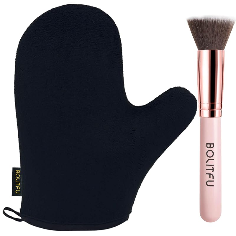 Kit BOLITFU com luva e pincel aplicadores de autobronzeador, 2 peças