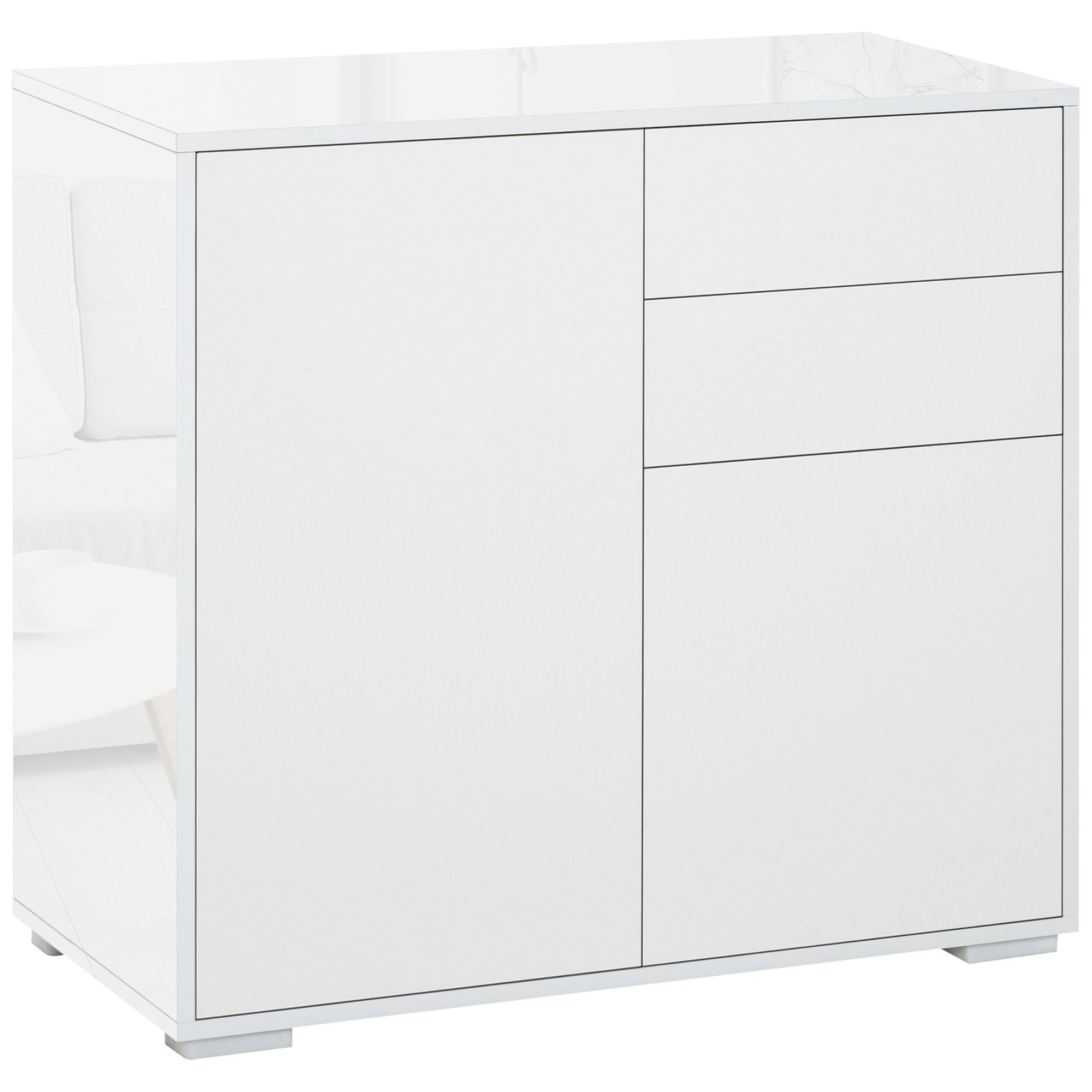HOMCOM High Gloss Frame Sideboard Push-Open 2 Doors White