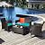 Goplus 4-Piece Rattan Patio Set, Outdoor/Indoor Wicker Conversation Set for Pool, Backyard, Lawn, Wicker Chairs and Sofa with Soft Cushion, Rattan Furniture with Tempered Glass Coffee Table