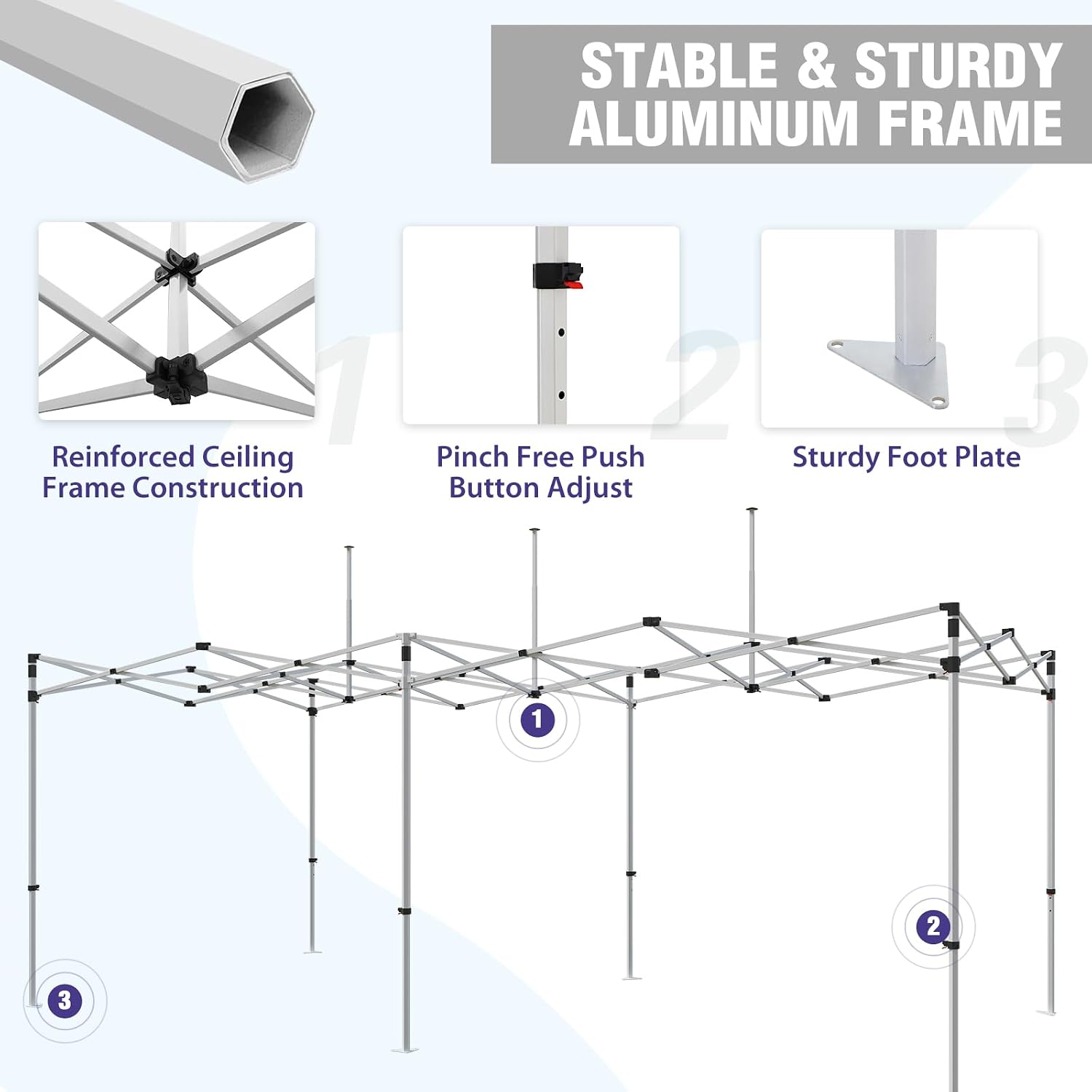 Partially opened canopy frame