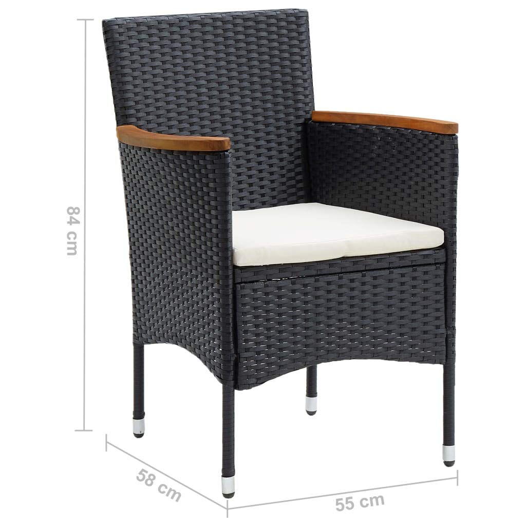 vidaXL Sedie da Pranzo per Giardino 4 pz in Polyrattan Nero