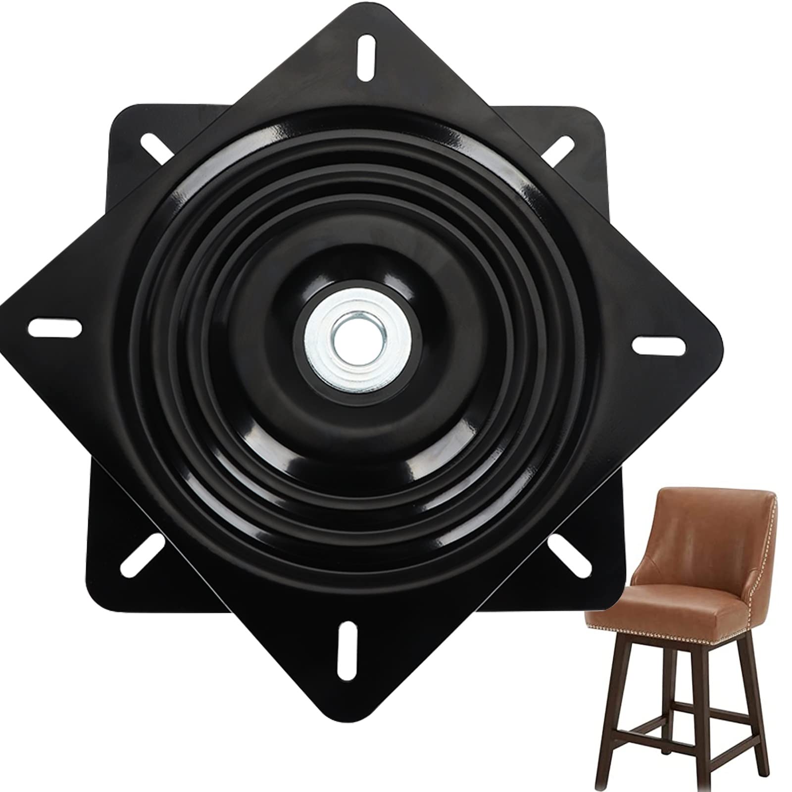 Base girevole con piastra orientabile, Piatto girevole quadrato in acciaio laminato a freddo Cuscinetto rotante a 360 gradi Nero Dimensioni multiple(8inches)