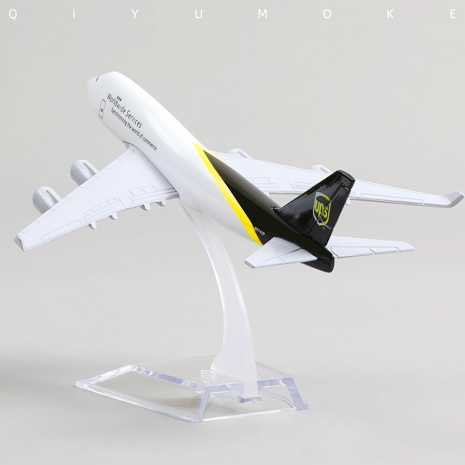 QIYUMOKE 1/400 747 Diecast Metal Model Airplane ups -B747 Model Plane with Stand (6 inches Long) Alloy Boeing 747 Model Airplane Gift for Aviation Enthusiasts or Desktop Display Decorations - Image 4