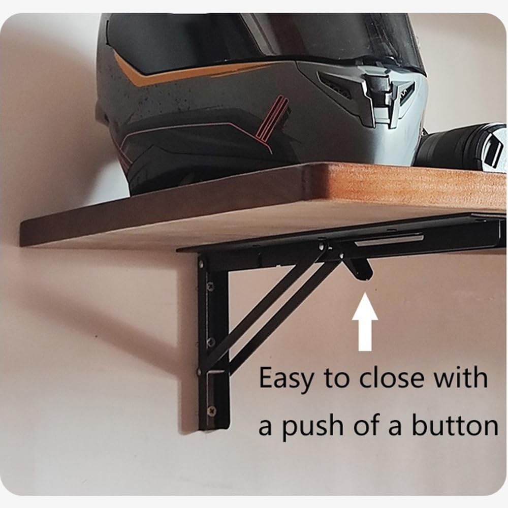 Wall-Mounted Folding Table Desk Solid Wood Collapsible Workbench Space-Saving Fold Down Table with Shelf Brackets for Home Kitchen Laundry Dining (24x16 in)