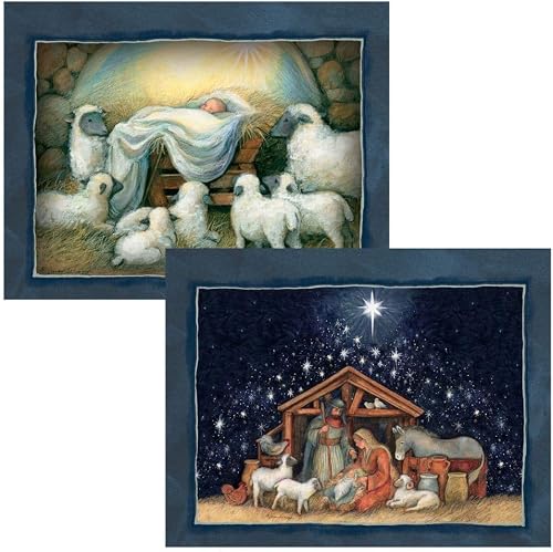 Lang Nativity Assorted Two Set Christmas Cardby Susan Winget, 5.375 x 6.875, 2 Unique Designs per Box, 18 Cards and 19 Envelopes (1008105)