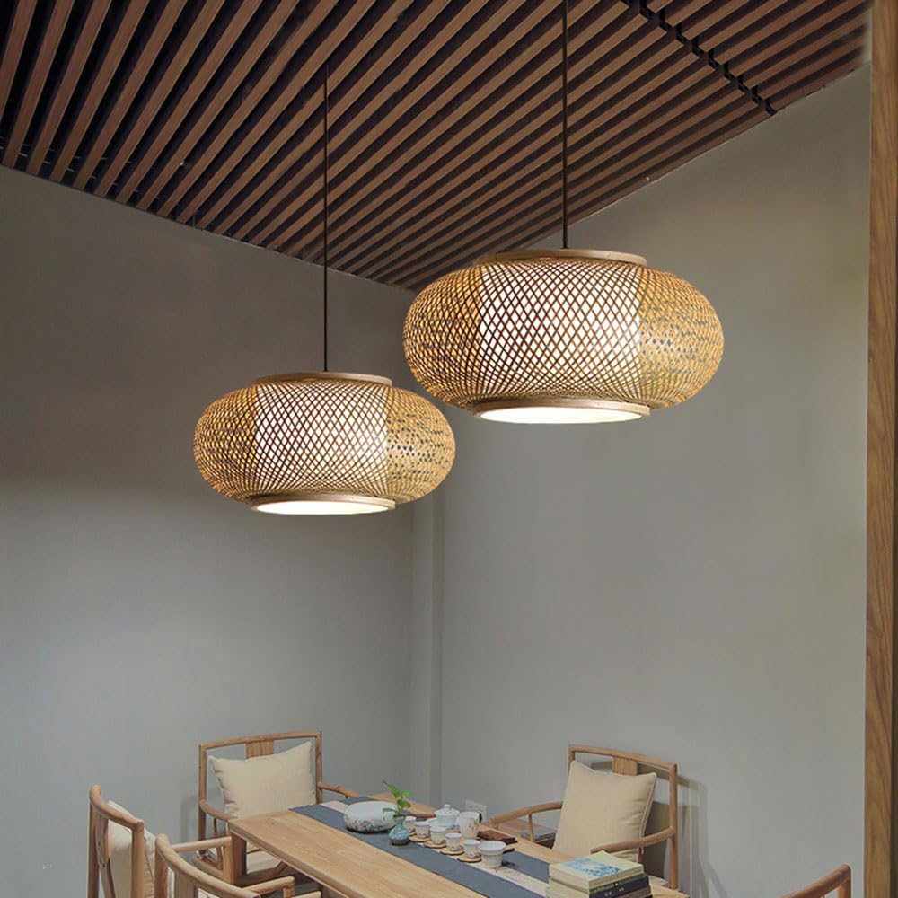 Lampadario A Lanterna Cinese Lampada da Soffitto A Sospensione in Vimini di bambù Rattan, Paralume per Lampada A Sospensione A Soffitto in Stile retrò Prodotti Fai da Te Personalizzati A Mano