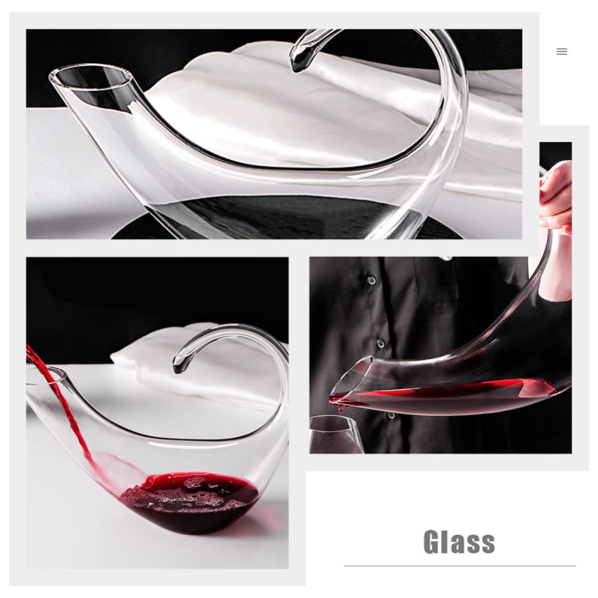 Abaodam Decantador de Vino de Vidrio Elegante y Práctico Diseño Exclusivo para Uso Doméstico, Jarra para Decantar y Airear Vino Tinto sin Goteo