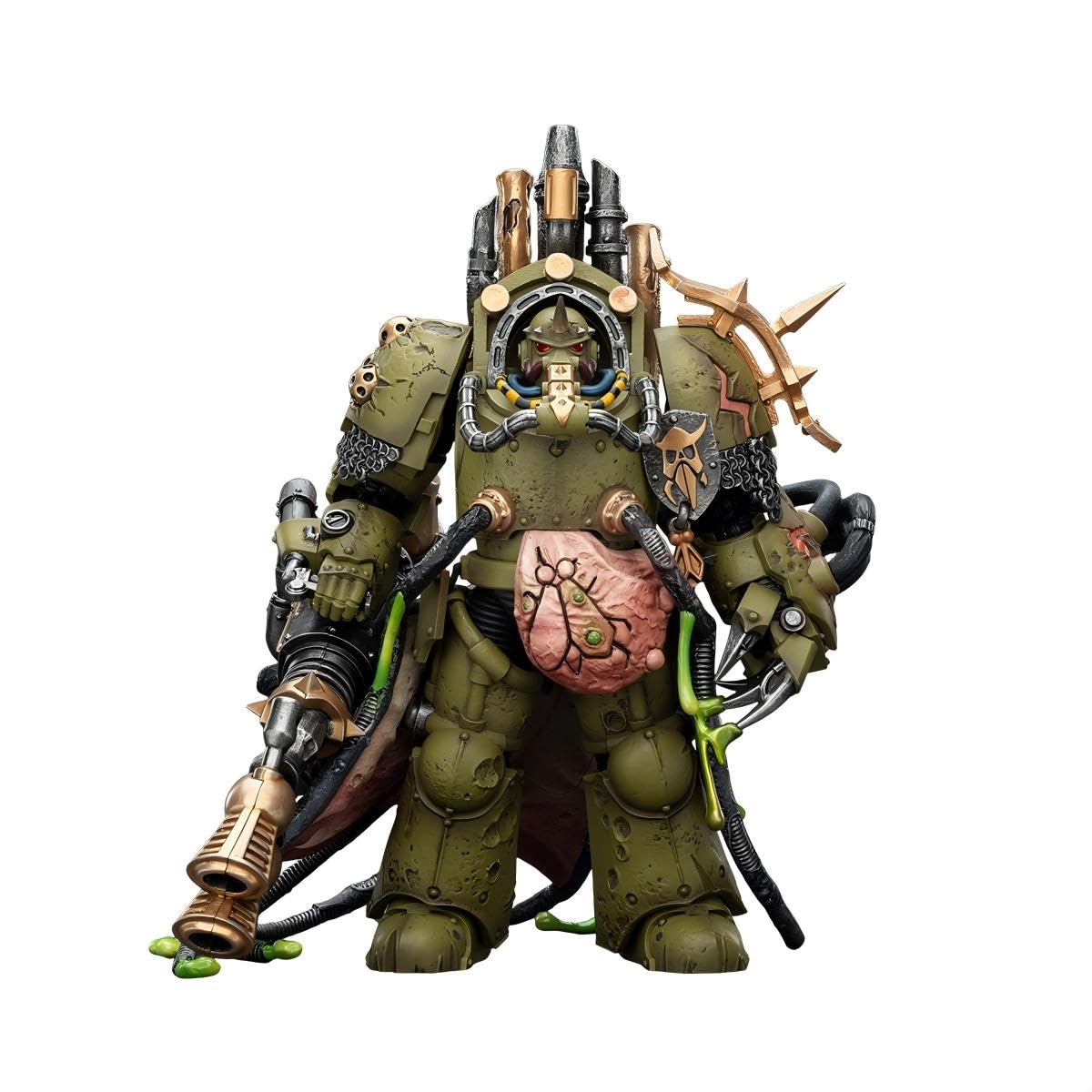 JOYTOY Warhammer 40K 1/18 Scale Action Figure Death Guard Lord of Virulence with Power Fist and Twin Plague Spewer - Articulated Figurine for Collection &amp; Gifts - JT02908