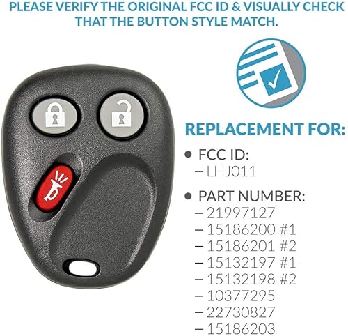 Miniatura 4 de Keyless2Go Reemplazo para vehículos clave de coche de entrada sin llave que utilizan 3 botones LHJ011-2 Pack