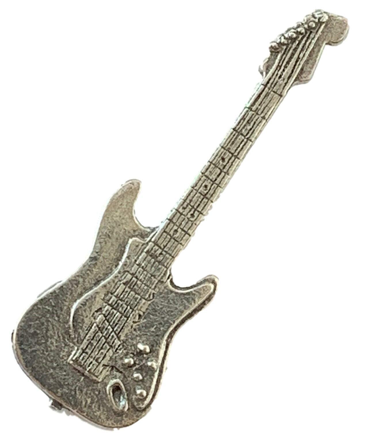 Emblems-Gifts Music Electric Guitar Hand Made Pewter Lapel Pin Badge + 59mm Button Badge