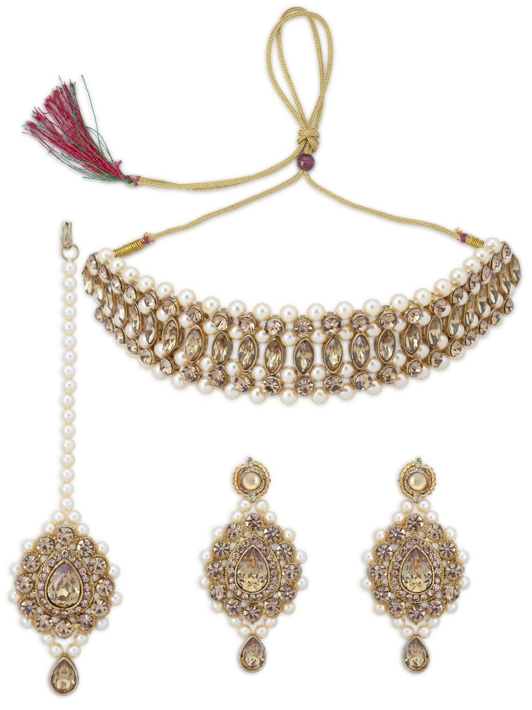 Sukkhi Modern LCT Gold Plated Pearl Choker Necklace Set for Women (SKR73275) (B09QS619H9) Amazon Price History, Amazon Price Tracker