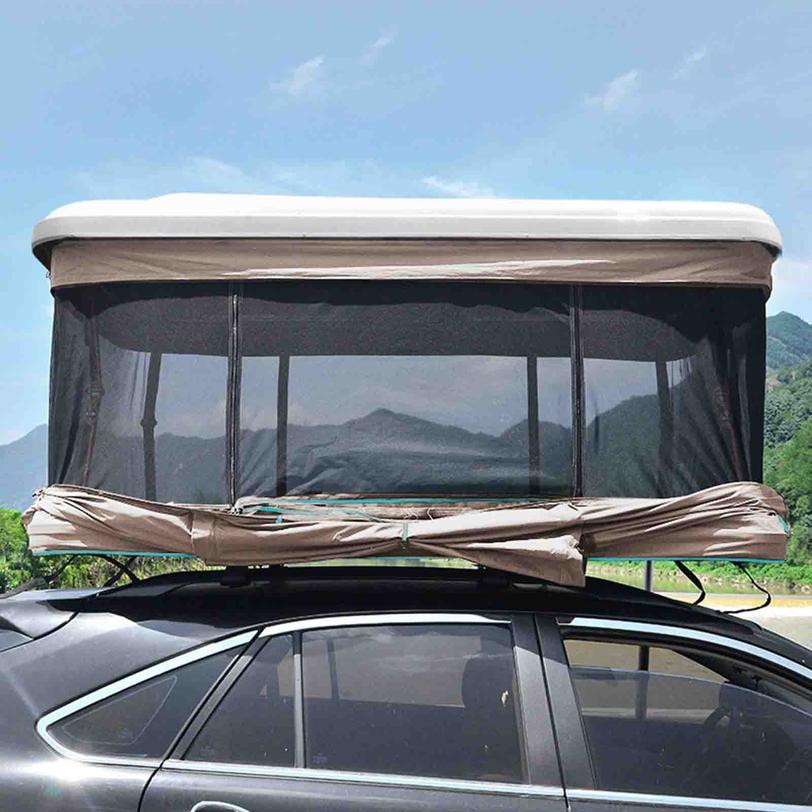PRUJOY Tienda de campaña de Techo para vehículo Todoterreno, Tienda de campaña de Doble Capa con Soporte Recto para Coche de conducción automática, para Viaje y Camping (White Shell Green)
