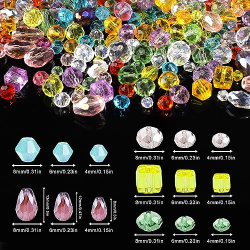 BOXOB 900pcs Crystal Glass Beads Kit, 4/6/8mm Mixed Crystal Gemstone Beads for Jewelry Making Light Color - Image 2