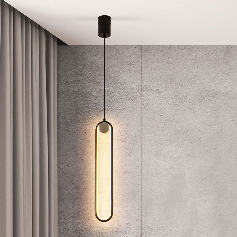 CSXSXAUO LED Linear Pendant Light Minimalist Hanging Lamp Single Head Chandelier Ceiling Lighting Fixture Bedroom Bedside Lamps 18W Suspended Lights for Living Room Office Star of