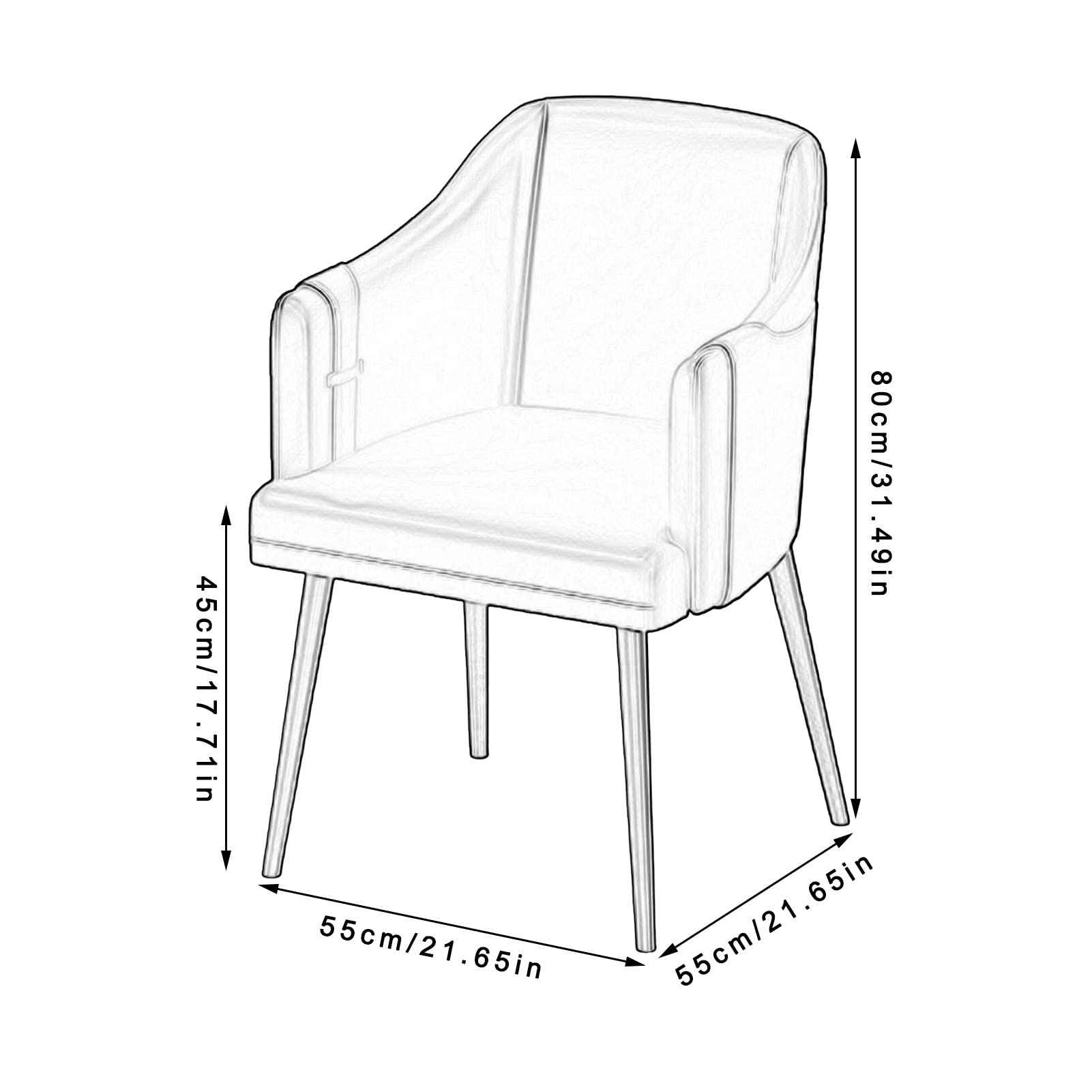 SJIALEN Modern Dining Chairs Set of 4, Water Proof Leather Armchair Office Lounge Kitchen Bedroom Chairs with Metal Legs Accent Chairs Kitchen Chair (Color : Green, Size : 55x55x80cm)