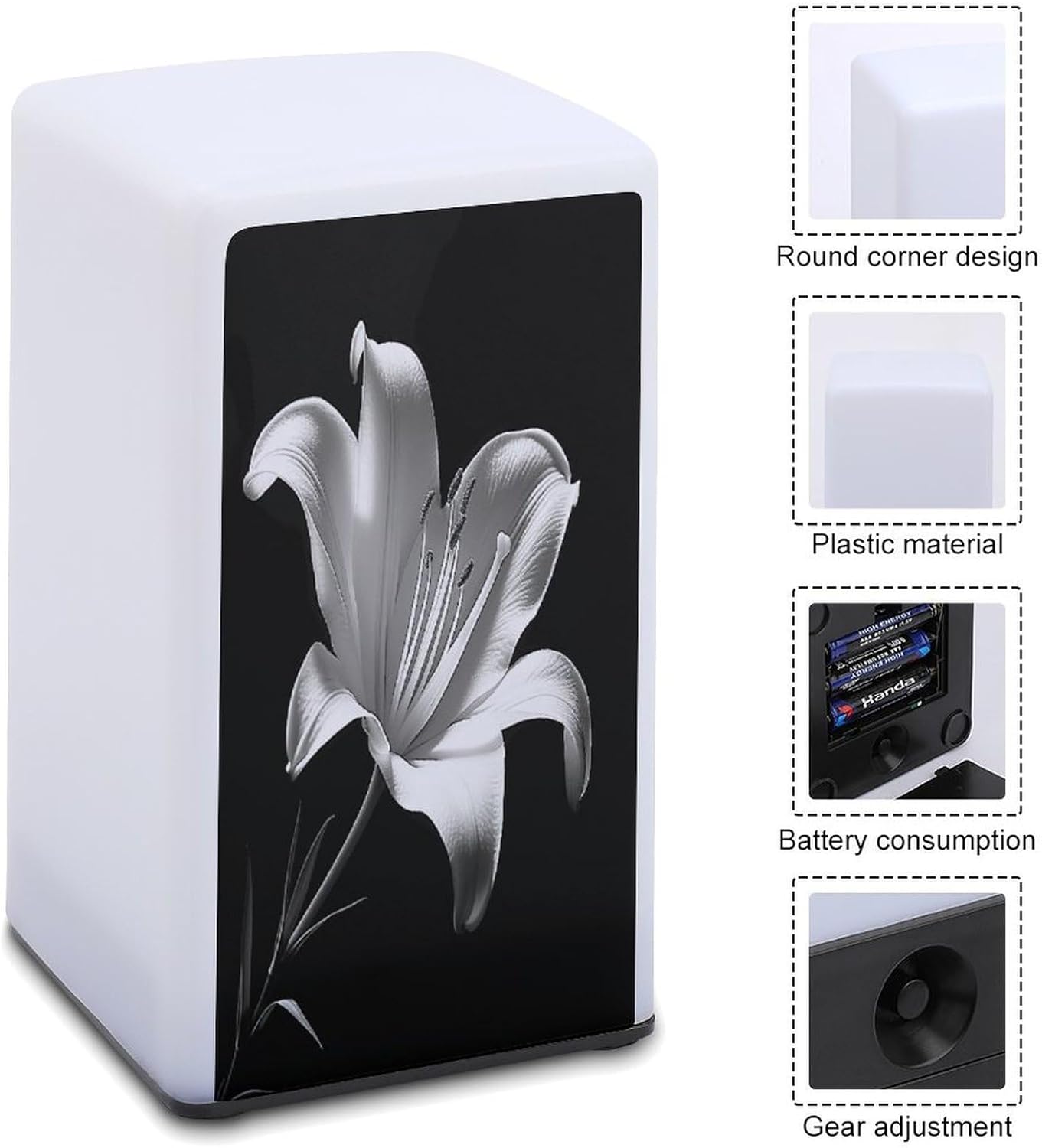 Cordless Night Light Battery Powered Dimmable Lamp for Reading Lily Small Desk Lamp for Bedroom Living Room Office