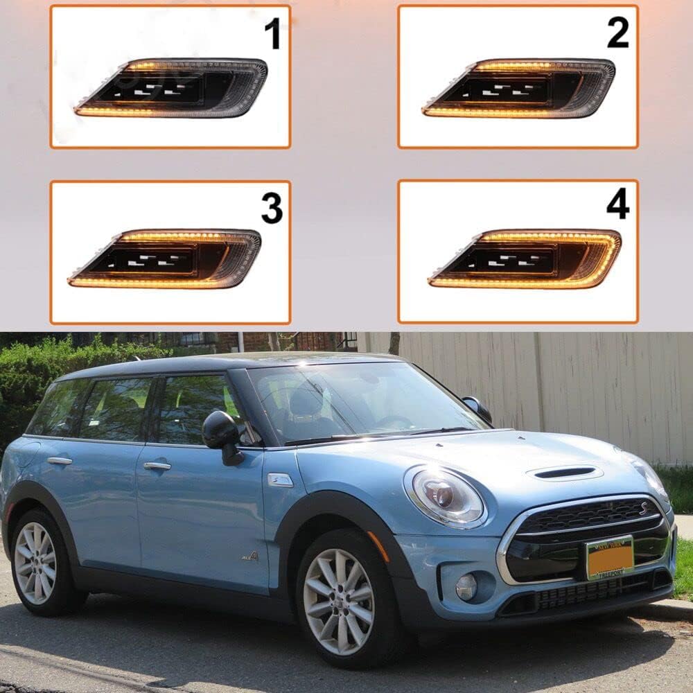 Indicatori laterali Indicatore luminoso a LED con ripetitore per 2016-2021 Mini Clubman F54 One Cooper S D SD ALL4 Steptronic JCW Indicatore di direzione a led ambra 2 pezzi Lente fumo