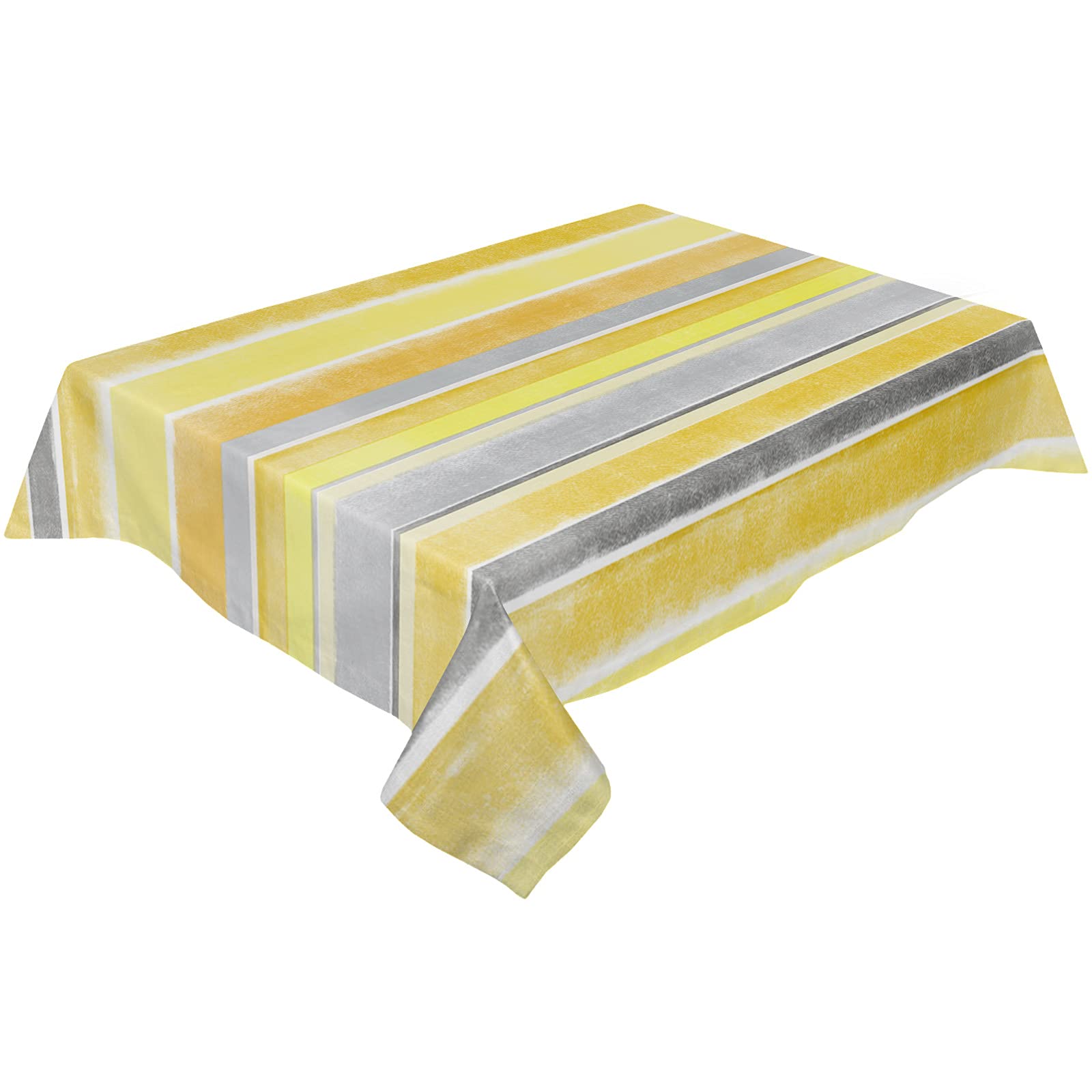 HilariousM Waterproof Tablecloths for Rectangle/Outdoor Tables Watercolor Stripe Ombre Yellow Vinyl Oilcloth Dining Table Cloths Nordic Stylet Spillproof Table Cover for Kitchen Party 60x102 Inch