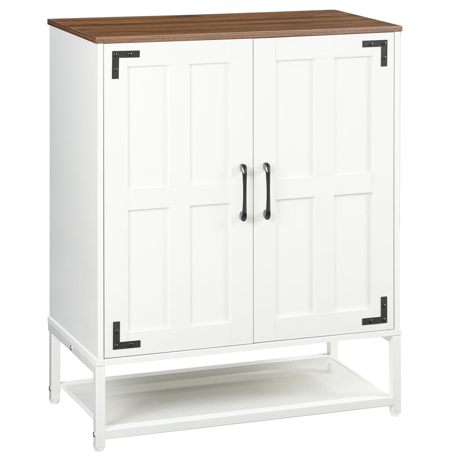 HOOBRO Meuble à Chaussures, Rangement Chaussures de Style Maison des Campagne à 6 Niveaux avec Étagères Réglables, Meuble pour Entrée, Chambre, Dressing, Blanc et Noyer EWH44SC01