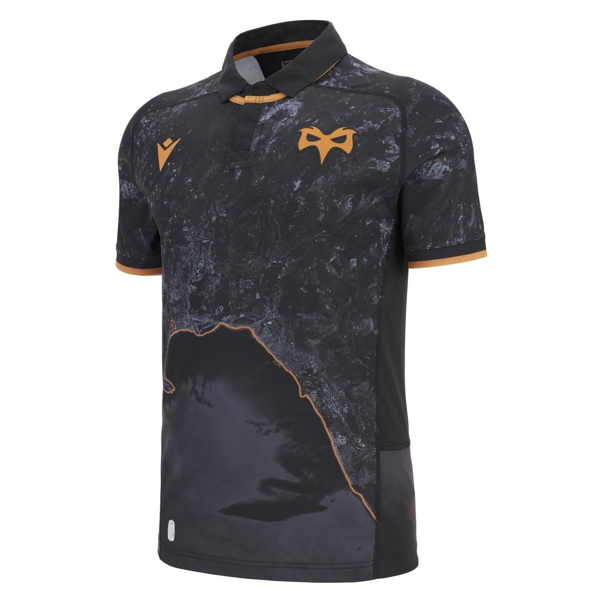 Macron Men's Black Ospreys Rugby 2025/26 Home Rugby Shirt (Uk, Alpha, Xxl, Regular, Regular)