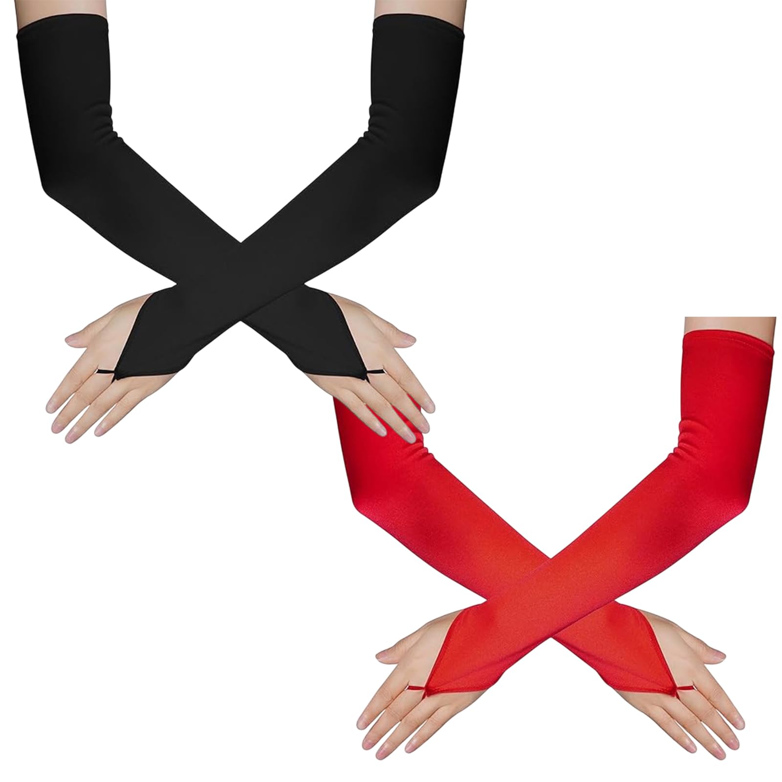 UILYNIU 2 works Long Opera Gloves Elbow Satin Gloves for Women 1920s Costume Long Evening Gloves Ladies Gloves Bridal Fancy Dress