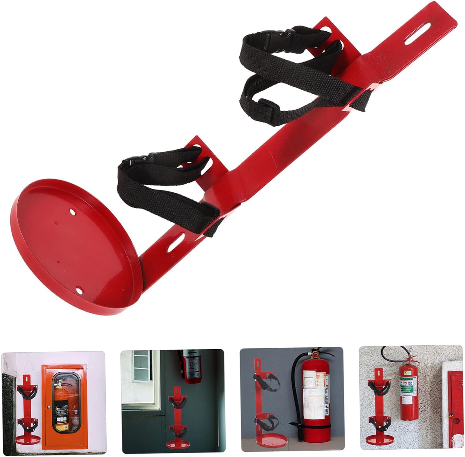 Heavy Duty Fire Extinguisher Mounting Bracket with Safety Strap for Vehicles Easy Installation Space-Saving Fire Extinguisher Holder Compatible with Multiple Models