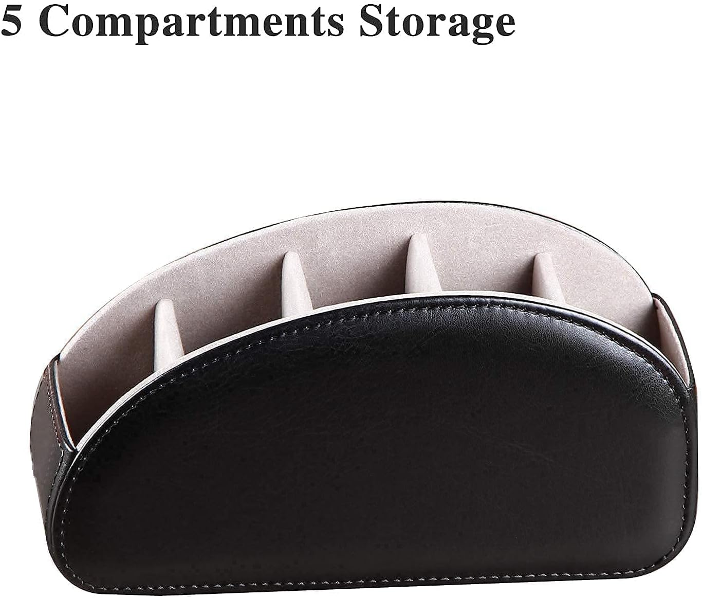 YAPISHI 1x Remote Control Holder, PU Leather Black + 1x Swivel Desk Organizer, PU Leather Black
