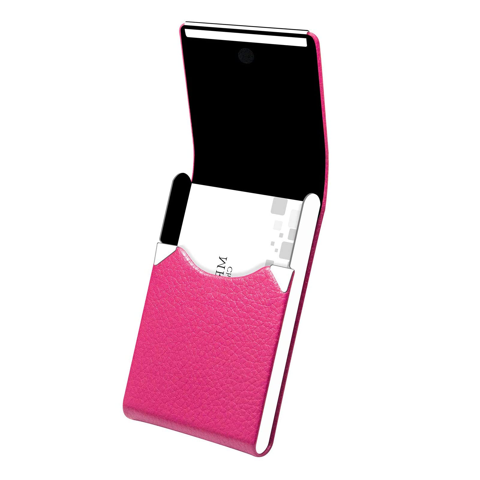 HBSTUDIO PU Leather Business Card Holder for Women Professional Business Name Card Holder Stainless Steel Business Card Case with Magnetic Shut (Rose red)