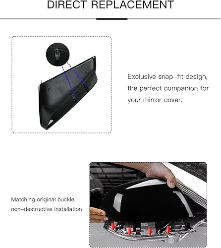 Miniatura 3 de Cubierta del espejo retrovisor del lado derecho del pasajero compatible con Chevrolet Chevy Malibu 2016-2021 84026842 negro mate