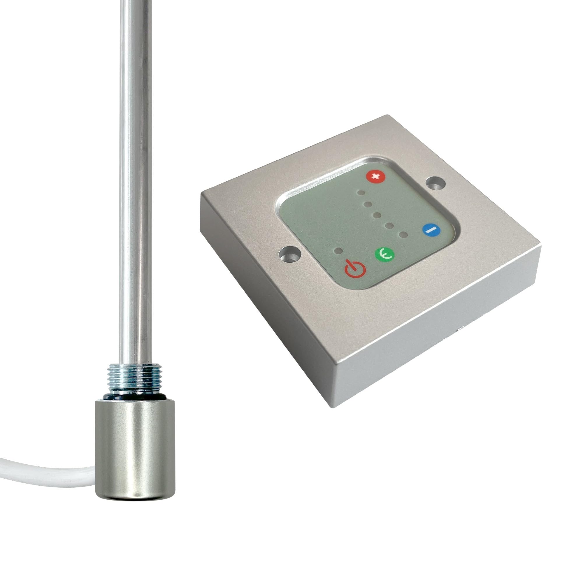 Electric Heating Element & Thermostatic Wall Controller for Bathroom Towel Rails Radiators Warmers - Silver Controller & Element - 150w