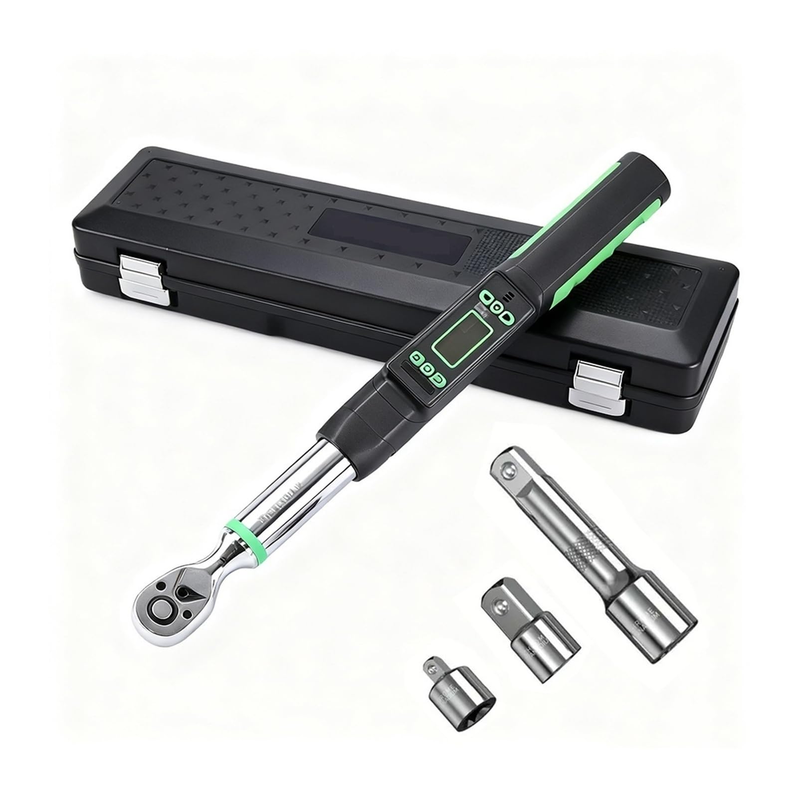 Torque Wrench Digital Torque Wrench 3/8-inch Driver ±2% Accuracy 0-220Nm/0-162ft-lbs,1/4"&1/2" Adapter