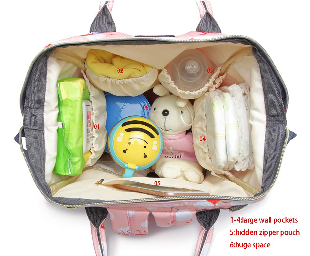 Starte Baby Diaper Bag – Wasserdichte Wickeltasche Für Eltern Mit Flamingo-Design