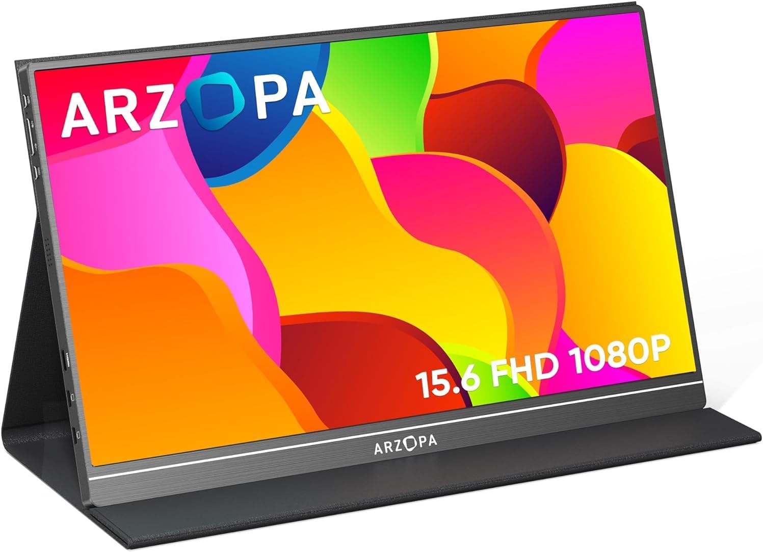 ARZOPA 15.6 inch IPS Portable Monitor FHD HDR 1080P Resolution 100% SRGB 300 Nits USB C HDMI Eye Care with Smart Cover & Speakers