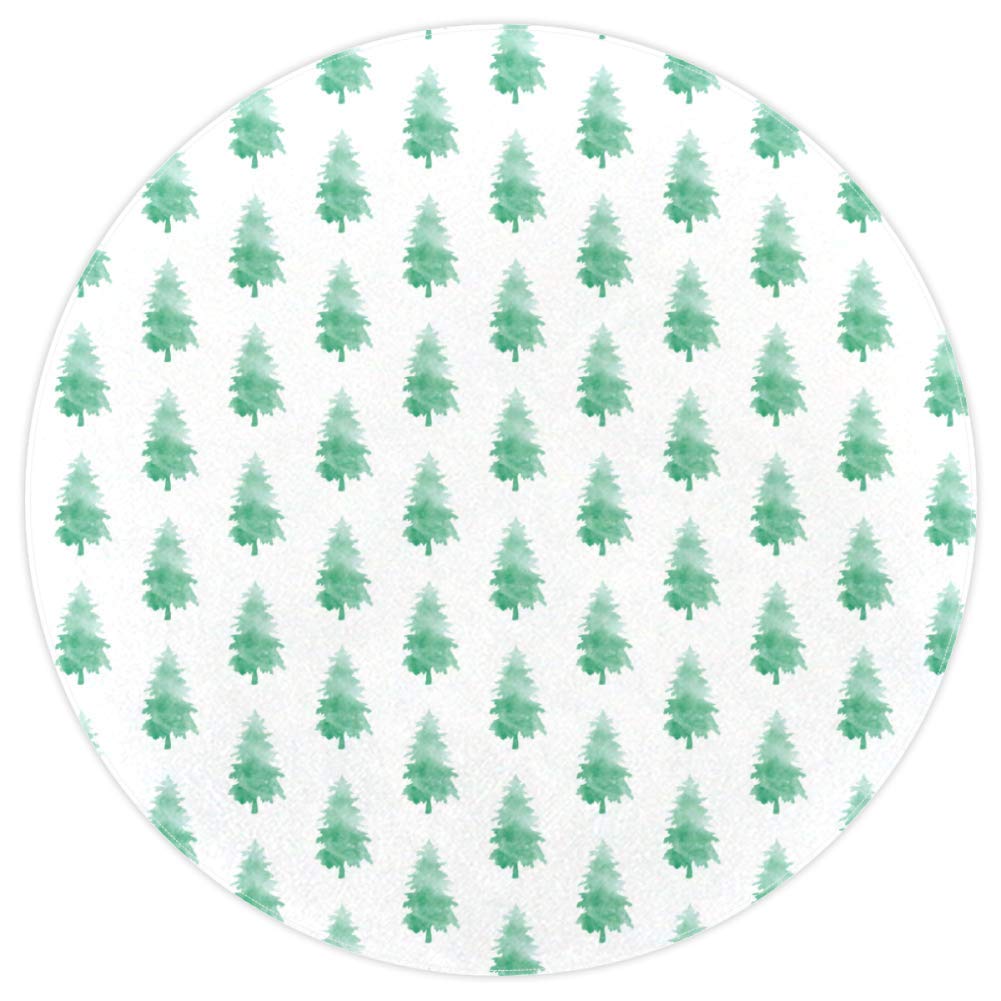 Tapis rond motif pin aquarelle en polyester doux haut de gamme