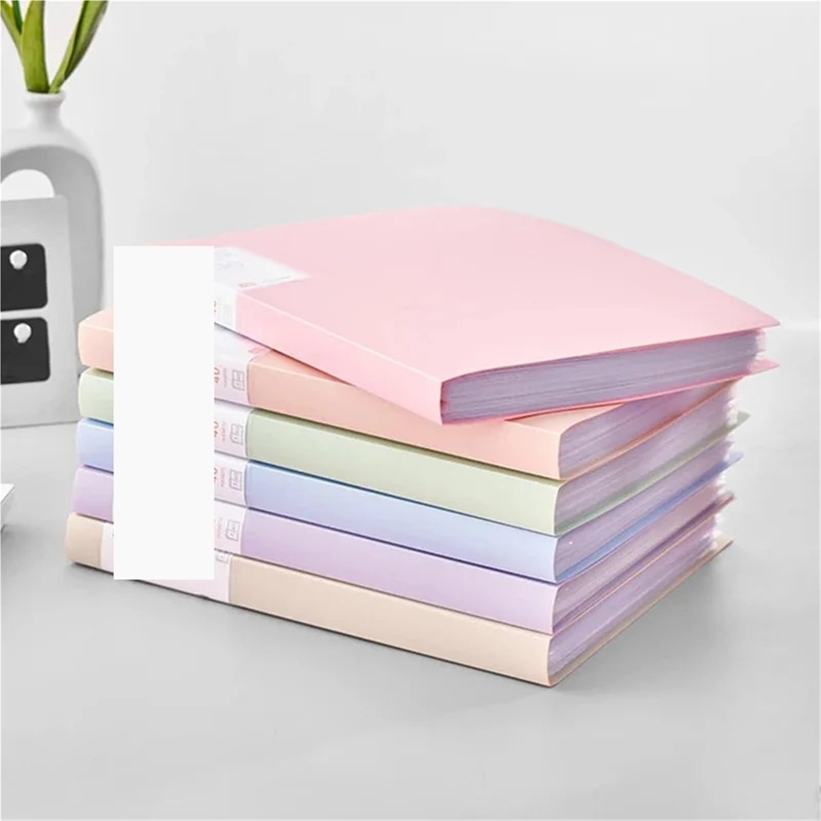 Przezroczysty folder z tworzywa sztucznego, 3 szt. Przezroczysta teczka A4, wielokolorowa, wielowarstwowa dla. Biuro(Blu)