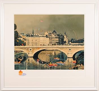 Amazon.co.jp: ヒロ・ヤマガタ キャッツ・オン・セーヌ パリ 絵画 風景