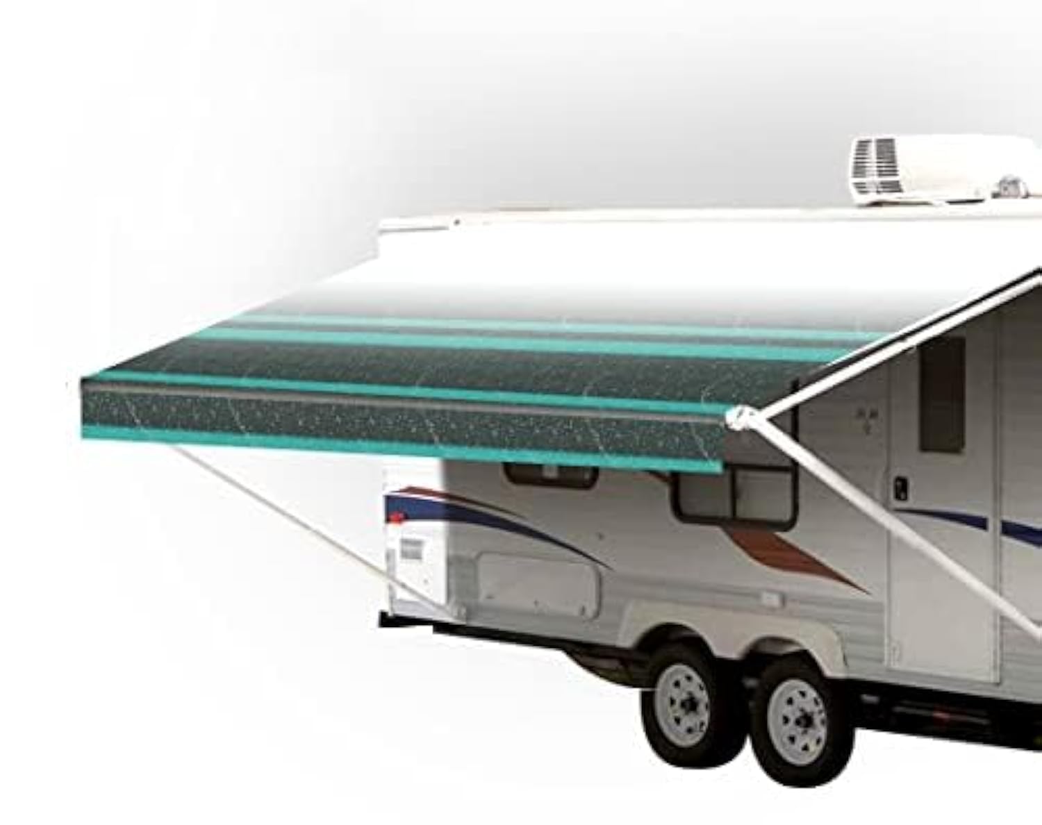SunWave Premium Vinyl RV Canopy Awning Fabric Replacement (11', Teal Strip)