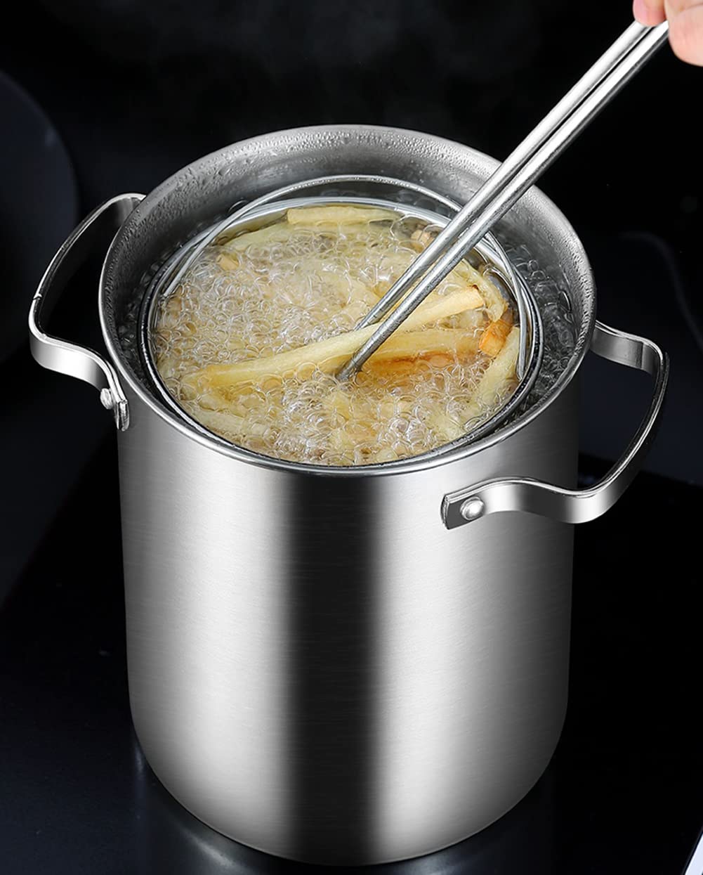 4L Spargeltopf, Spargeldampfgarer Pasta Pommes Frites Topf 304 Edelstahl Pasta Herd Herd Herd mit Siebkorb und Deckel für Home Kitchen Restaurant (Silber)