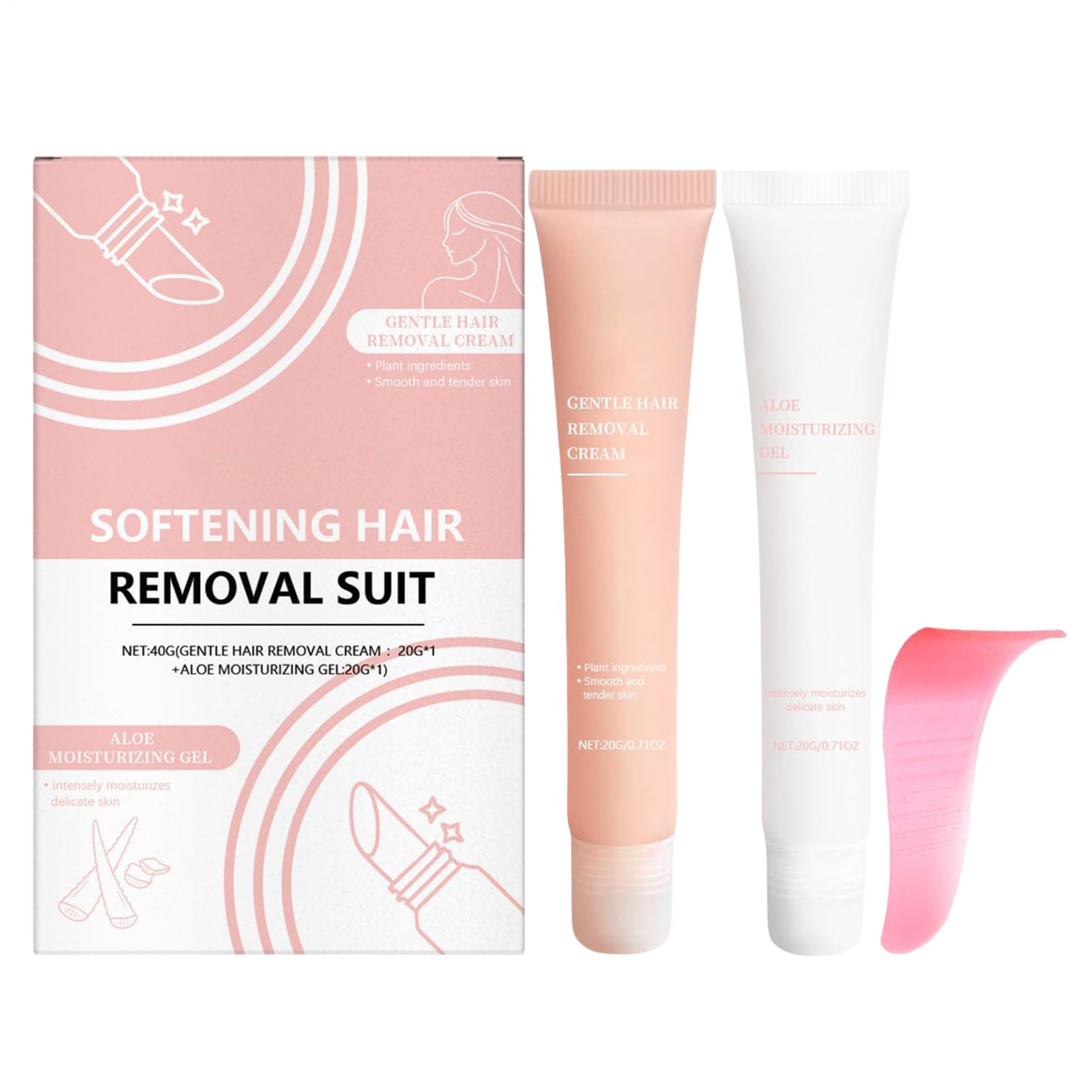 Kit de Depilación Facial - Crema 20g + Gel Aloe 20g, Depilatorio Suãve e Indoloro para Piel Sensible, Elimina el Vello No Deseado | Ideal en Labiô Supérior, Barbilla, Cejas o Línea del Bikini