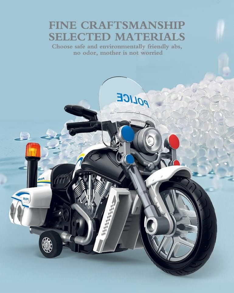 Image of Police Motorcycle Toy - Pull Back Motorcycle Toys, Tiny Gift with Music Lighting, Latte Motorcycles Toy for Kids Boys Age 3-8 Year Old [Multicolor] (Police -Motorcycles-Multicolor)