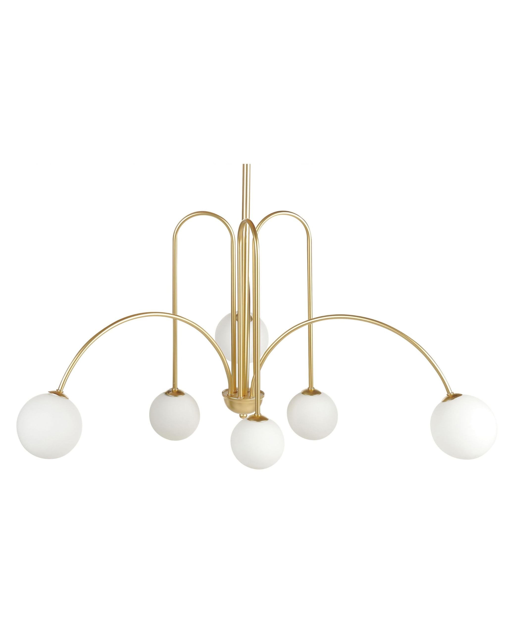 Beliani Lustre Forme Fontaine à 6 Emplacements d'Ampoule en Métal Doré Elégant Forbes