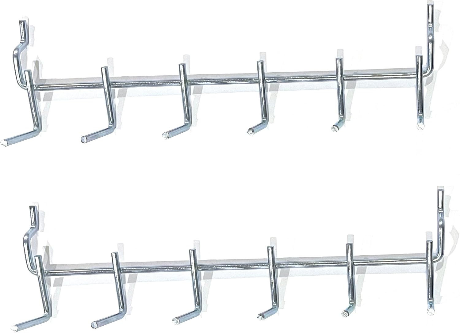 Generic 6 in1 Multi-Tool Metal Peg Hook Pegboard Slat Wall for Hanging Tools, Merchandise, Jewelry. Peg Board Hooks for Hanging Tools - Ideal for Pegboard Organizer- 2 pcs, Silver