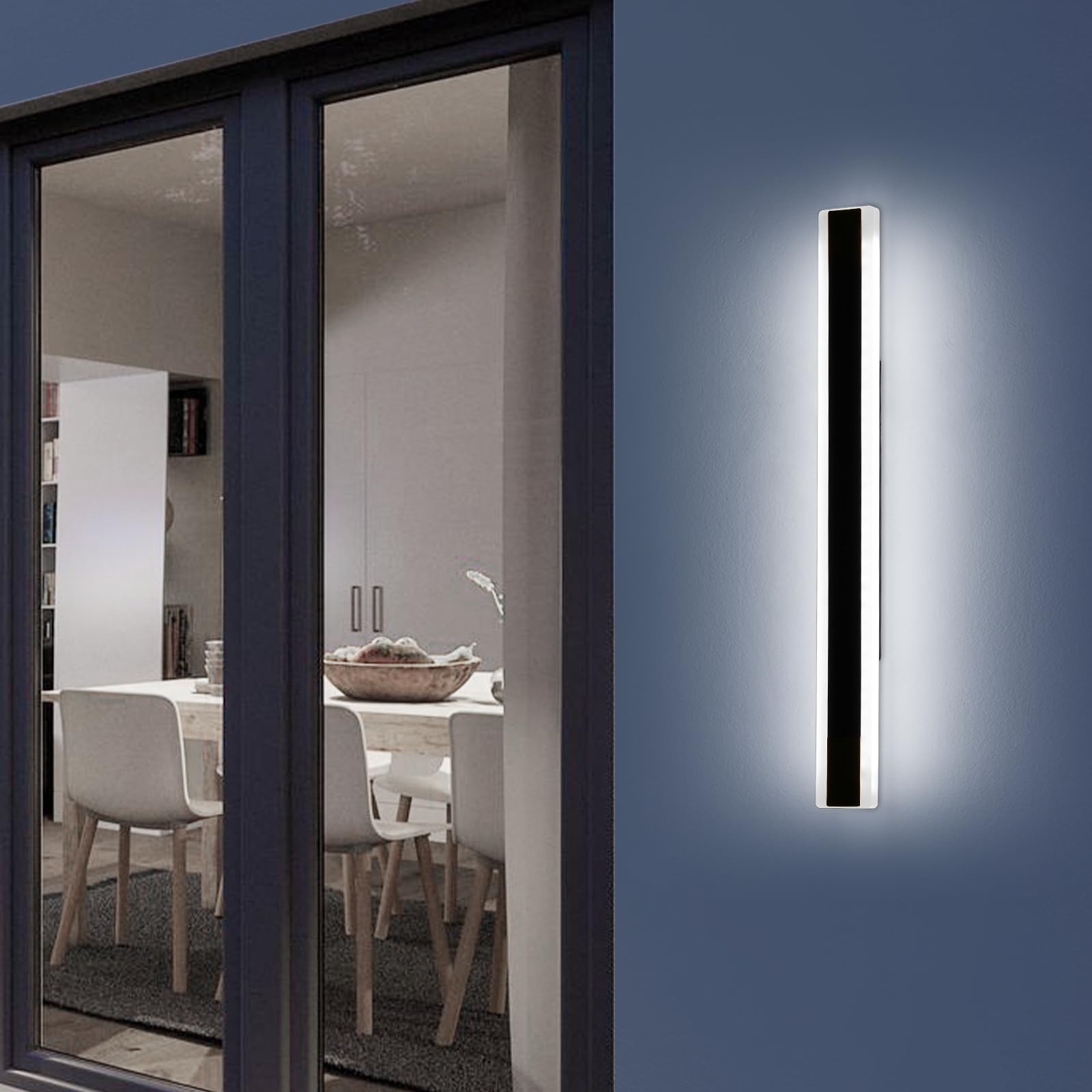 Mikeru Cool White Outdoor Strip Light 120cm, 6000K Outside Long Light Garden Wall Lights Mains Powered with Ip65 Waterproof Drive Garden Wall Lights Modern 4500lumens for Gardens, Porches [Energy Class A]