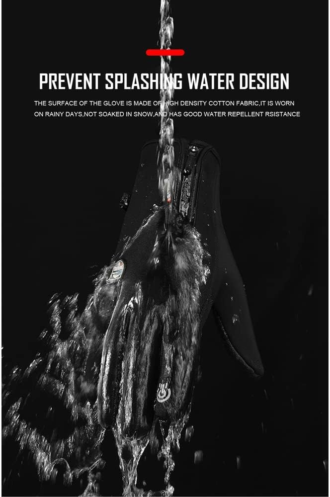 サーマルスキーグローブ男性女性冬スキーフリース防水スノーボードグローブタッチスクリーンスノーオートバイ暖かいミトン(Gray,M)