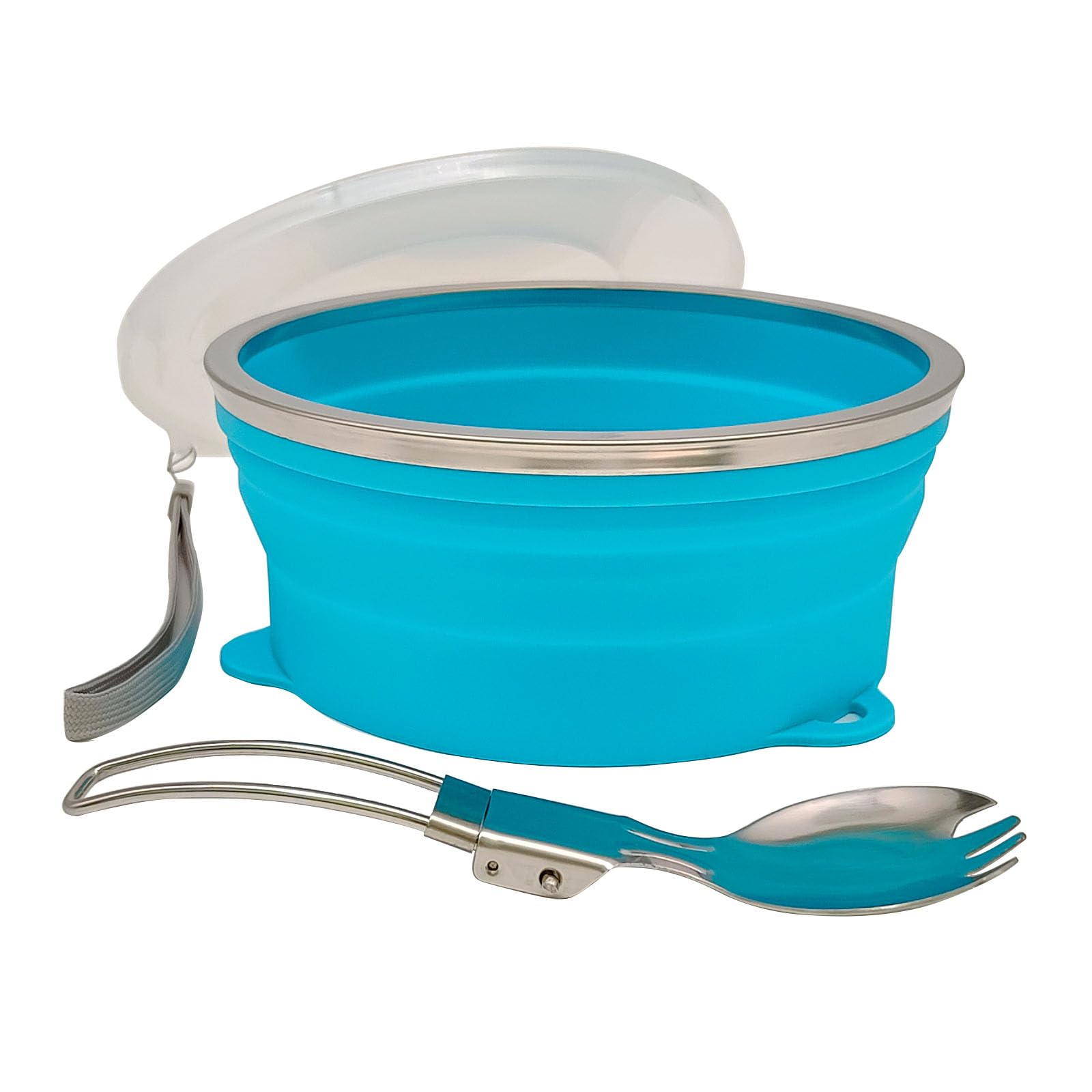 Mess Kit for Camping Silicone Collapsible Bowl and Stainless Steel Spoon for Backpacking Outdoor Hiking Traveling and Picnic