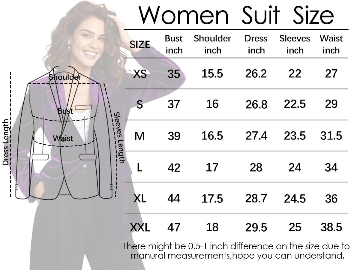 Blazer de bureau en velours pour femme - Blazer à manches longues pour femme - Veste d'hiver