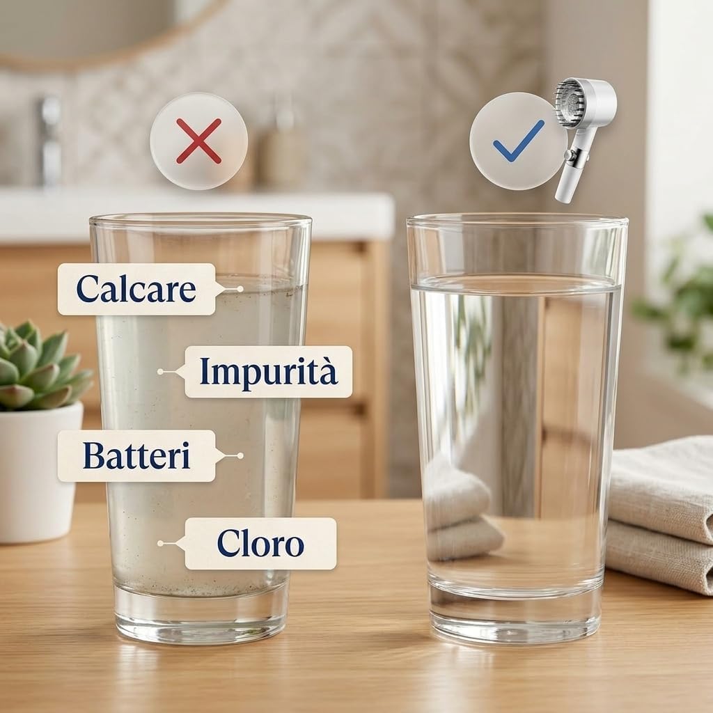 Pulifer Doccino Filtrante Originale,Doccia Ad Alta Pressione Con Tre Modalità,Risparmio Idrico Ed Energetico,Con Filtro