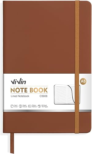 Miniatura 18 de ViVin Cuadernos rayados para trabajo, 192 páginas, tamaño mediano de 5.5 x 8.3 pulgadas, con rayas universitarias, cuadernos A5 de tapa dura para