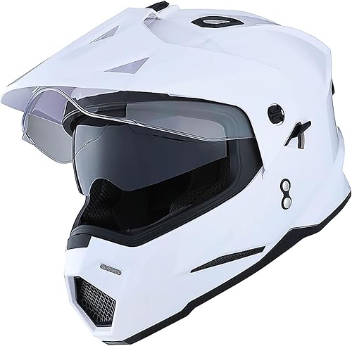 1Storm Casco integral de doble visera para niños, para motocicleta, motocross, todoterreno, color negro mate